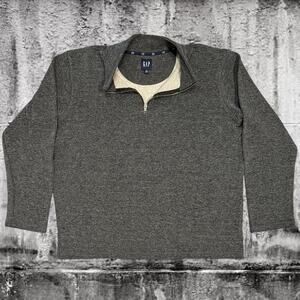 GAP Quarter Zip Sweater XXL Gray Knit Pullover Minimal Essential